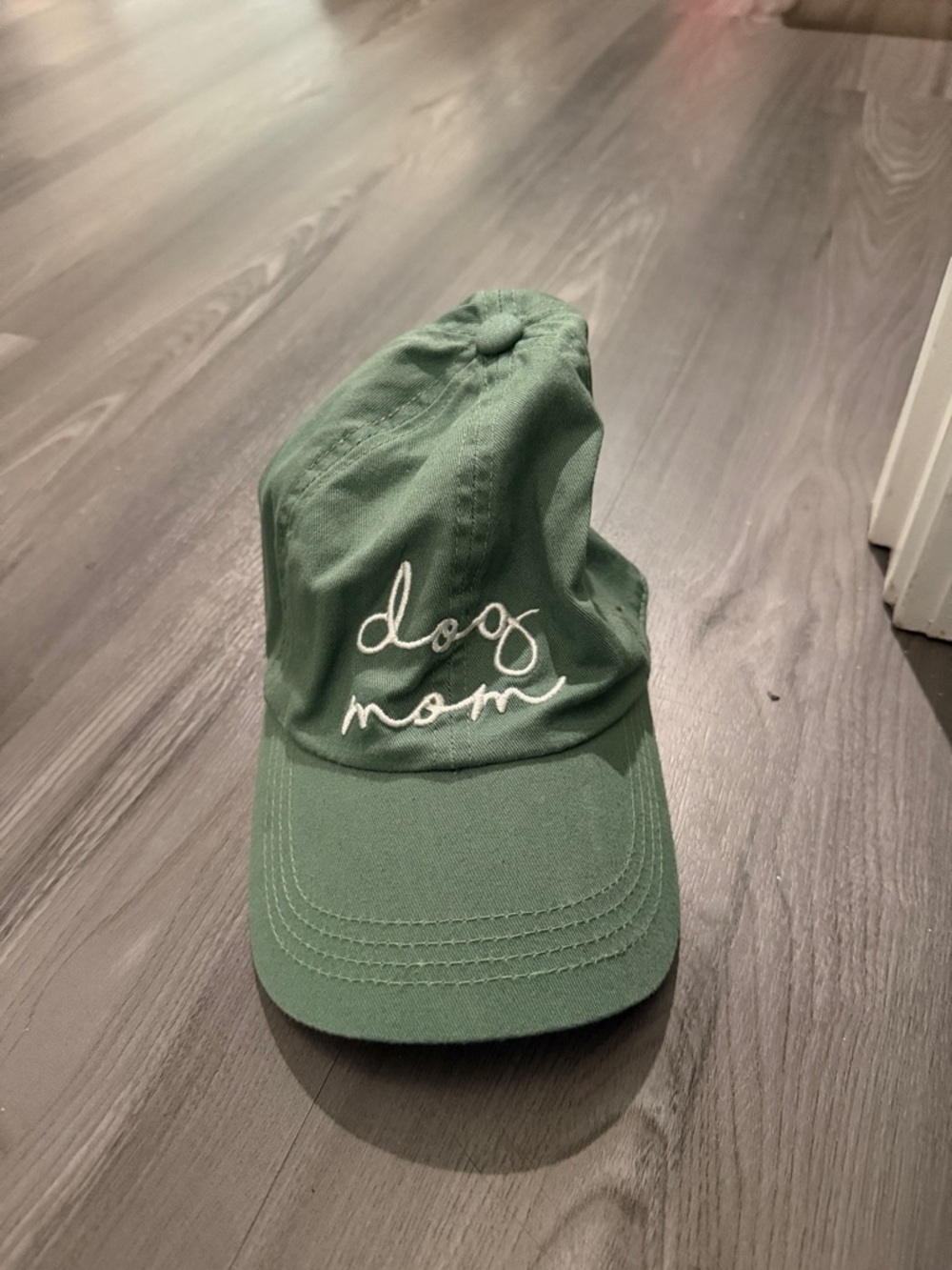 Dog Mom Green and White Adjustable Baseball Hat